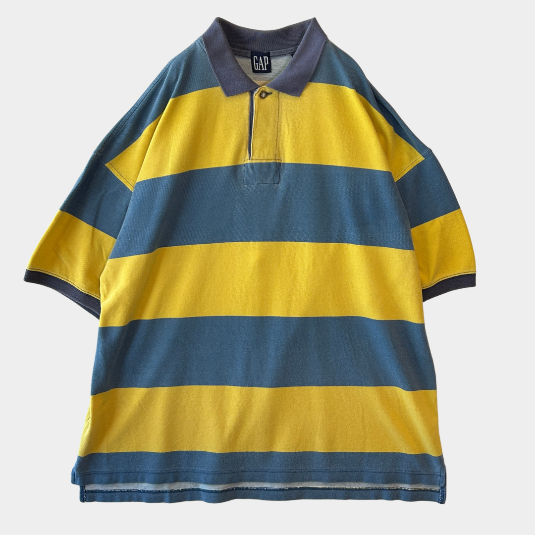 00's GAP ボーダー ポロシャツ 青黄 (XL)/A3176S-SO