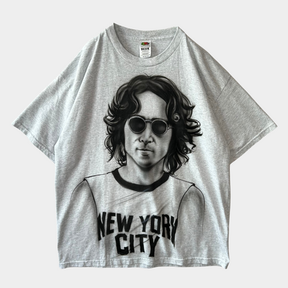 00's Beatles ジョン・レノン エアブラシアートTシャツ ビートルズ グレー(XL)/A6430T-SO