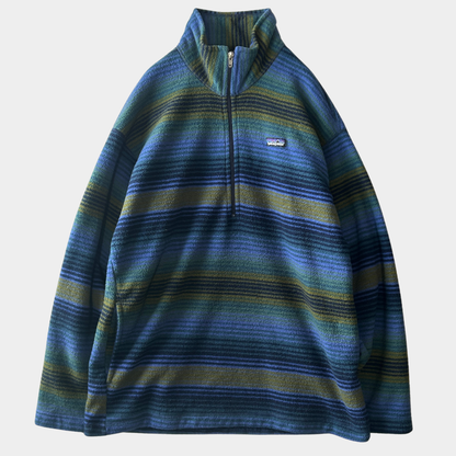 90's Patagonia synchilla half-zip Patagonia シンチラ ハーフジップ 総柄 緑 青 ブラック (L)/C0085F-SO