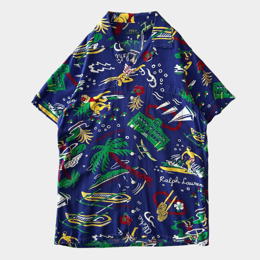 Polo by Ralph Lauren ラルフ  レーヨン アロハシャツ ブルー(M)/C0883SH-SO