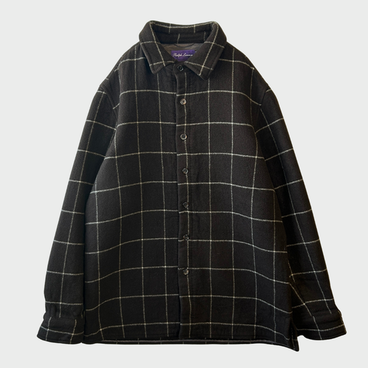 00's Ralph Lauren purple label ラルフ パープルレーベル ウール カシミヤ チェックシャツジャケット 茶色 (M) /C0194SH-SO