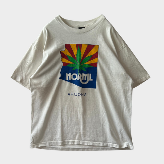 90's CLASSIC PLATINUM NORML ARIZONA マリファナ プリントTシャツ 白 (XL)/A3548T-SO