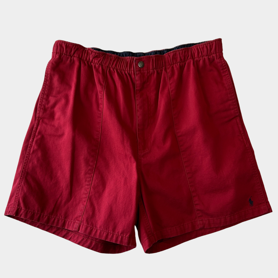 90's Polo Ralph Lauren ラルフローレン コットンイージーショーツ ショートパンツ レッド(L)/A4196P-SO