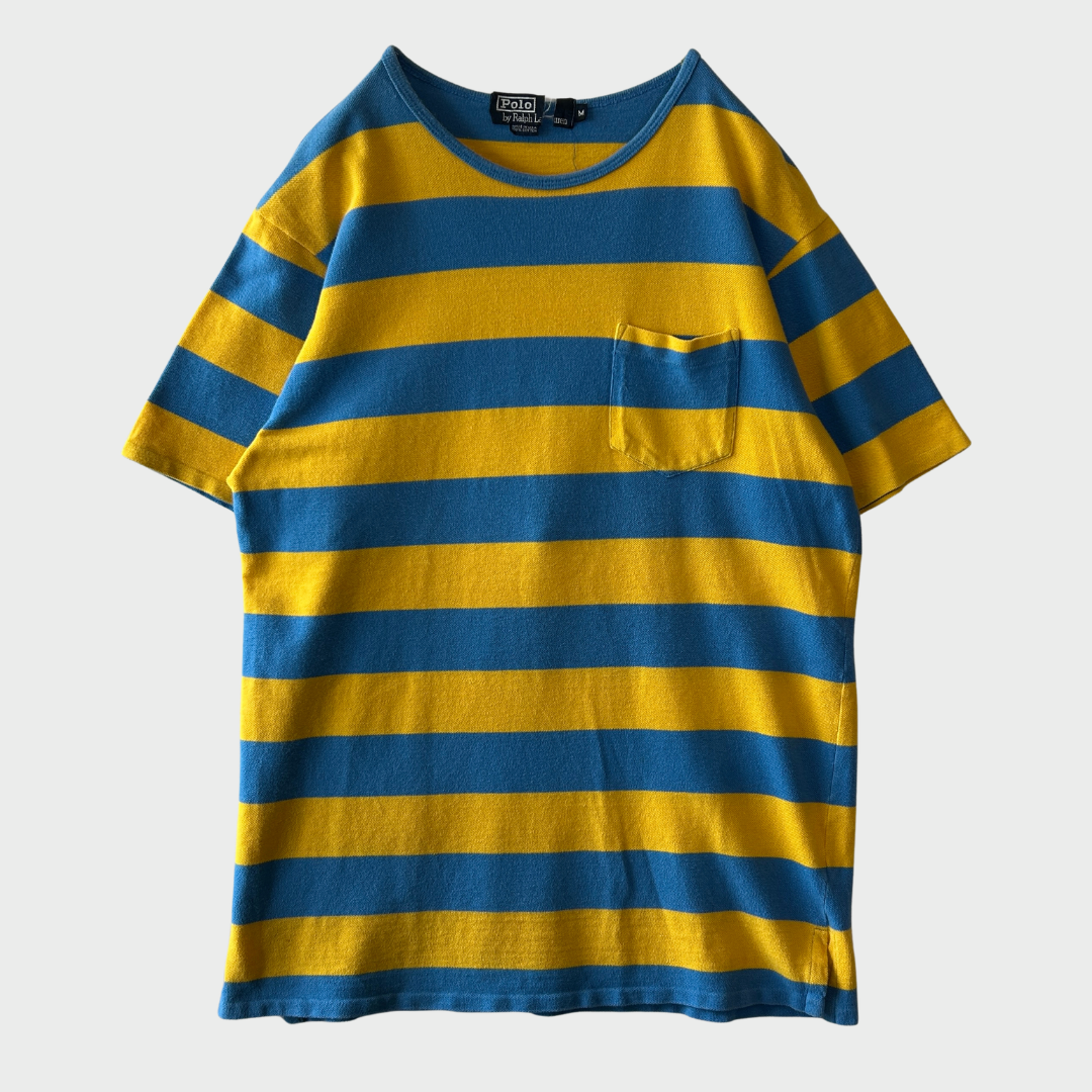 90's Ralph Lauren ラルフローレン ボーダーTシャツ 青・黄色 (M) B2027T-SO