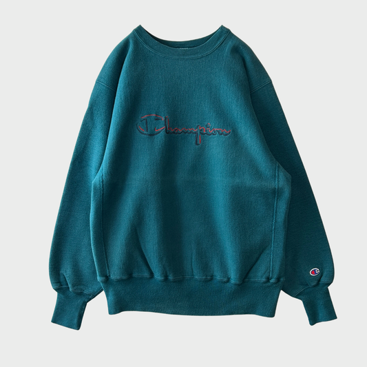 90's Champion ReverseWeave リバースウィーブ ロゴスウェット ターコイズ(L)/B3535R-SO