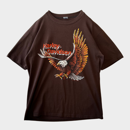 80's JERZEES Harley-Davidson イーグル Tシャツ ブラウン (L)/A6464T-SO