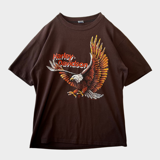 80's JERZEES Harley-Davidson イーグル Tシャツ ブラウン (L)/A6464T-SO