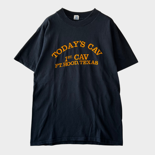 80's ARTEX TODAY'S CAV 1st. CAV FT. HOOD, TEXAS 騎兵隊 Tシャツ 黒 (M)/A7205T-SO