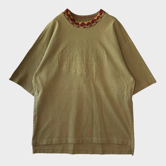 80's Jimmy'z 柄襟Tシャツ 黄土色 (M)/B2495T-SO
