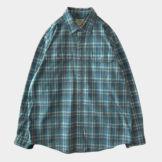 L.L.Bean エルエルビーン Sun Washed Canvas Shirt チェックシャツ ブルー(L)/C1477SH-SO