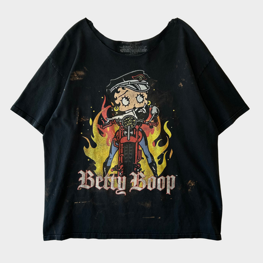 00's Betty Boop Bike Fire ベティブープ キャラクターTシャツ 黒 (XL)/B2711T-SO
