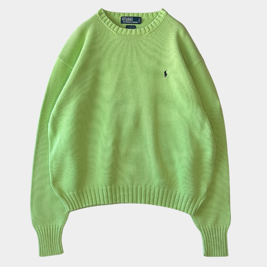 00's Polo by Ralph Lauren ラルフローレン コットンニット 黄緑 (サイズ不明)/A8498K-SO