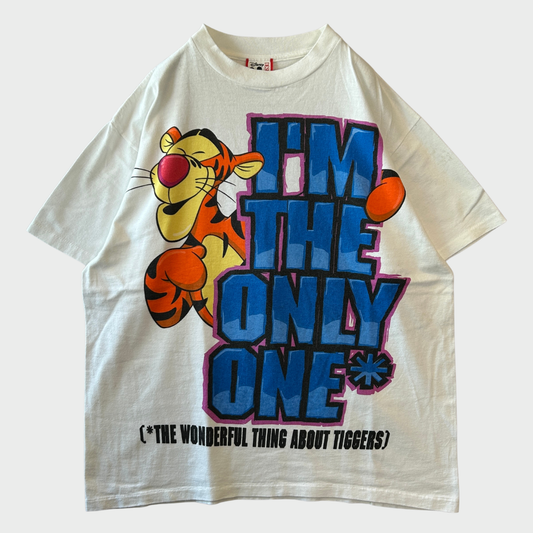 90's Disney Tigger "Wonderful Thing About Tiggers" キャラクターTシャツ 白 (S/M)/B3665T-SO