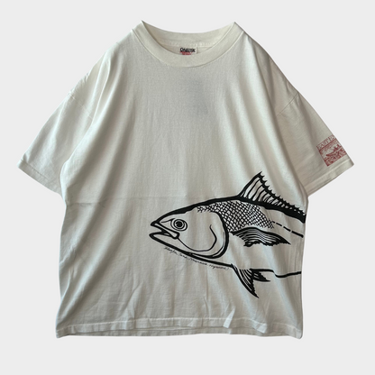 90's ONETIA EAST ENDER マグロ アートTシャツ 白(XL)/A4413T-SO