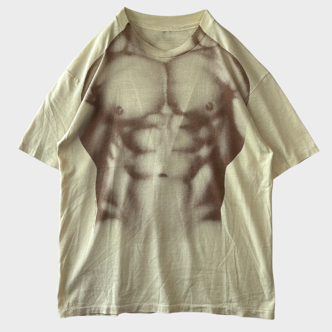 80's Trompe-l'oeil トロンプルイユ 騙し絵 両面プリントTシャツ ベージュ  (サイズ不明)/A7406T-SO