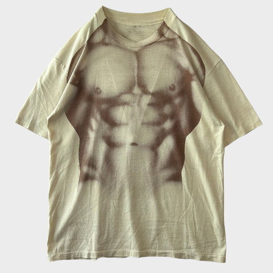 80's Trompe-l'oeil トロンプルイユ 騙し絵 両面プリントTシャツ ベージュ  (サイズ不明)/A7406T-SO