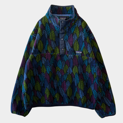 90's Patagonia パタゴニア スナップT フリースプルオーバー リーフ柄 USA製(L)/0088F-SO