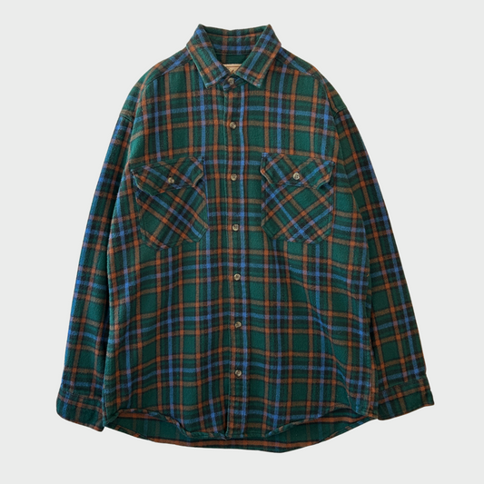 00's Wool Rich フランネルチェックシャツ 青緑橙 (M)/A7783SH-SO