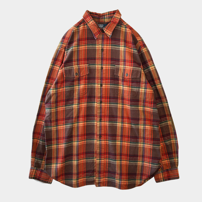 00's Polo ラルフローレン "STANFIELD"ライトネルシャツ エルボーパッチ(XL))A7689SH-SO