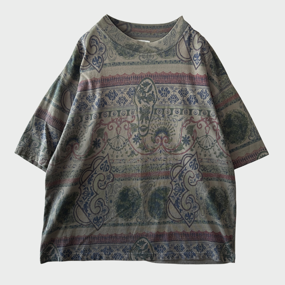 00's UnionBay ユニオンベイ 幾何学模様 総柄Tシャツ (XL)/C0793T-SO