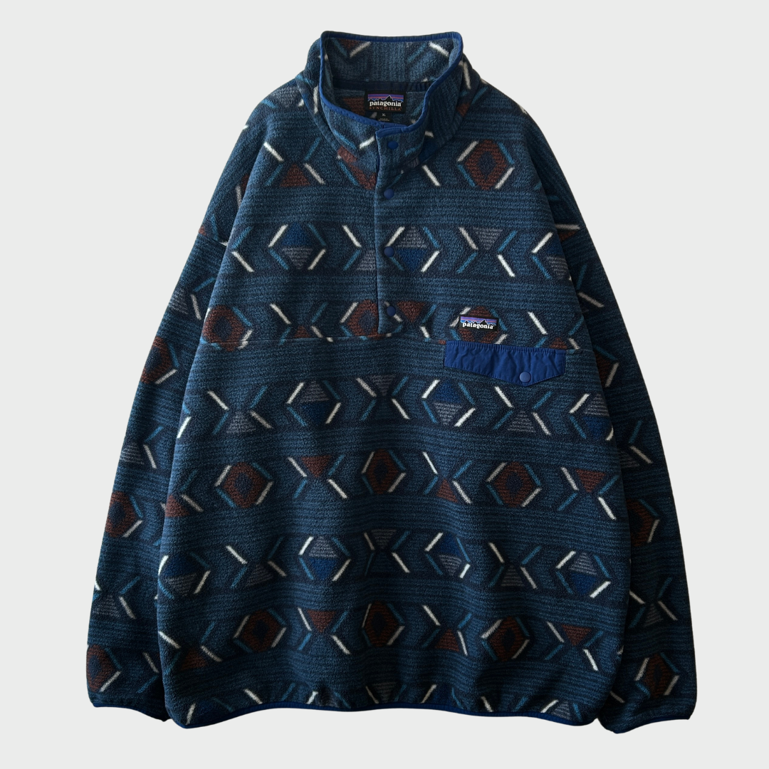 FA17 Patagonia パタゴニア スナップT シンチラ フリース  総柄 ネイビー (XL) /C0225F-SO