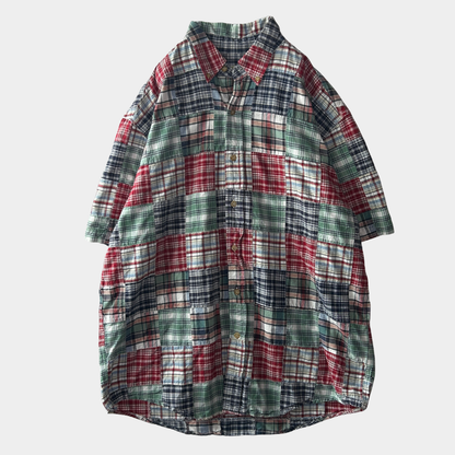 00's Eddie Bauer クレージーパターン 半袖シャツ 赤青緑 (M)/C0983S-SO