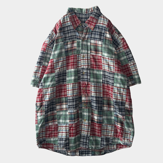 00's Eddie Bauer クレージーパターン 半袖シャツ 赤青緑 (M)/C0983S-SO