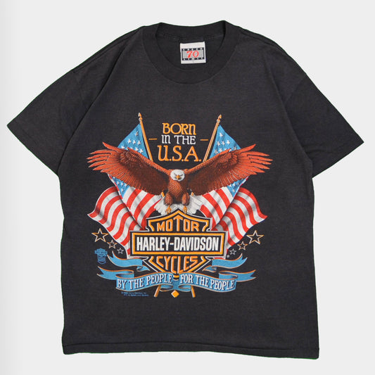 80's HarleyDavidson Born IN THE U.S.A Tシャツ 黒(L)/A4045T-S