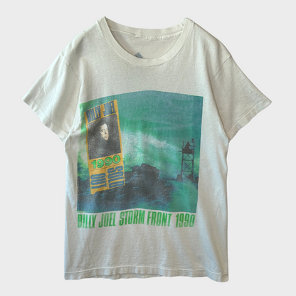 90's  BILLY JOEL  STORM FRONT 1990 ツアーTシャツ 白 サイズ不明 /A7505T-SO