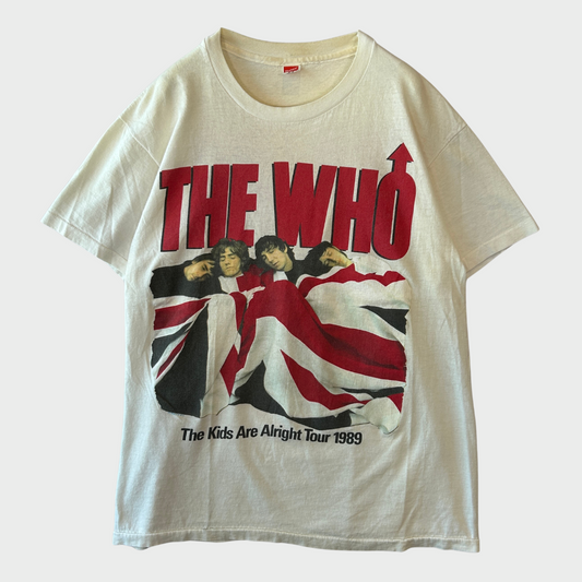 80's  Hanes  THE WHO  "The kind ARE ALRIGHT TOUR 1989"  バンドTシャツ 白 L /A7618T-SO
