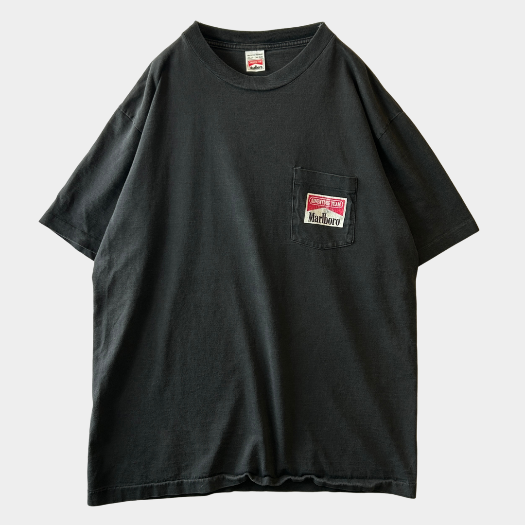 90's Marlboro マルボロ "SNAKE PASS" 企業Tシャツ 黒(Adult One Size)/0820T-SO
