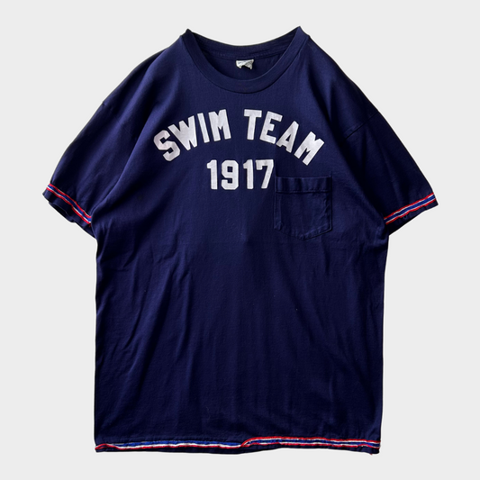 70’s SEARS SWIM TEAM 1917 ポケットTシャツ 紺 (XL)/A6438T-SO