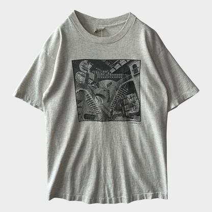 90's ANDAZIA M.C. エッシャー "相対性” アートTシャツ グレー (L)/A6660T-SO