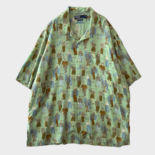 90's Polo by Ralph Lauren ラルフ Old Peoples レーヨンオープンカラーシャツ (XL)/A3725SH-SO