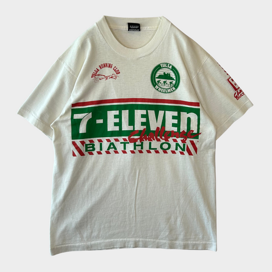 90's SCREEN STARS 7-ELEVEN バイアスロン イベント 企業Tシャツ 白 (L)/B2582T-SO