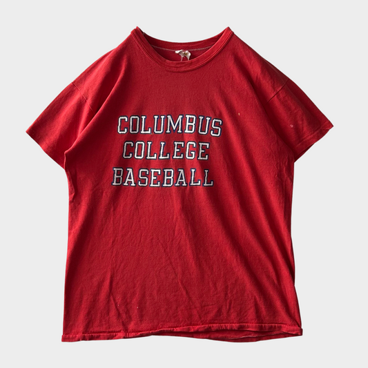 80's Russell COLUMBUS COLLEGE BASEBALL カレッジTシャツ 赤 (L)/A6890T-SO