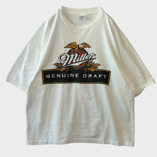 90's Hanes ヘインズ Miller Genuine Draft ミラービール 企業Tシャツ 白 (XXL)/B3695T-SO