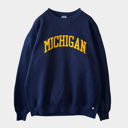 90's Russell Athletic ラッセル MICHIGAN カレッジスウェット ネイビー(XL)/A8475S-SO