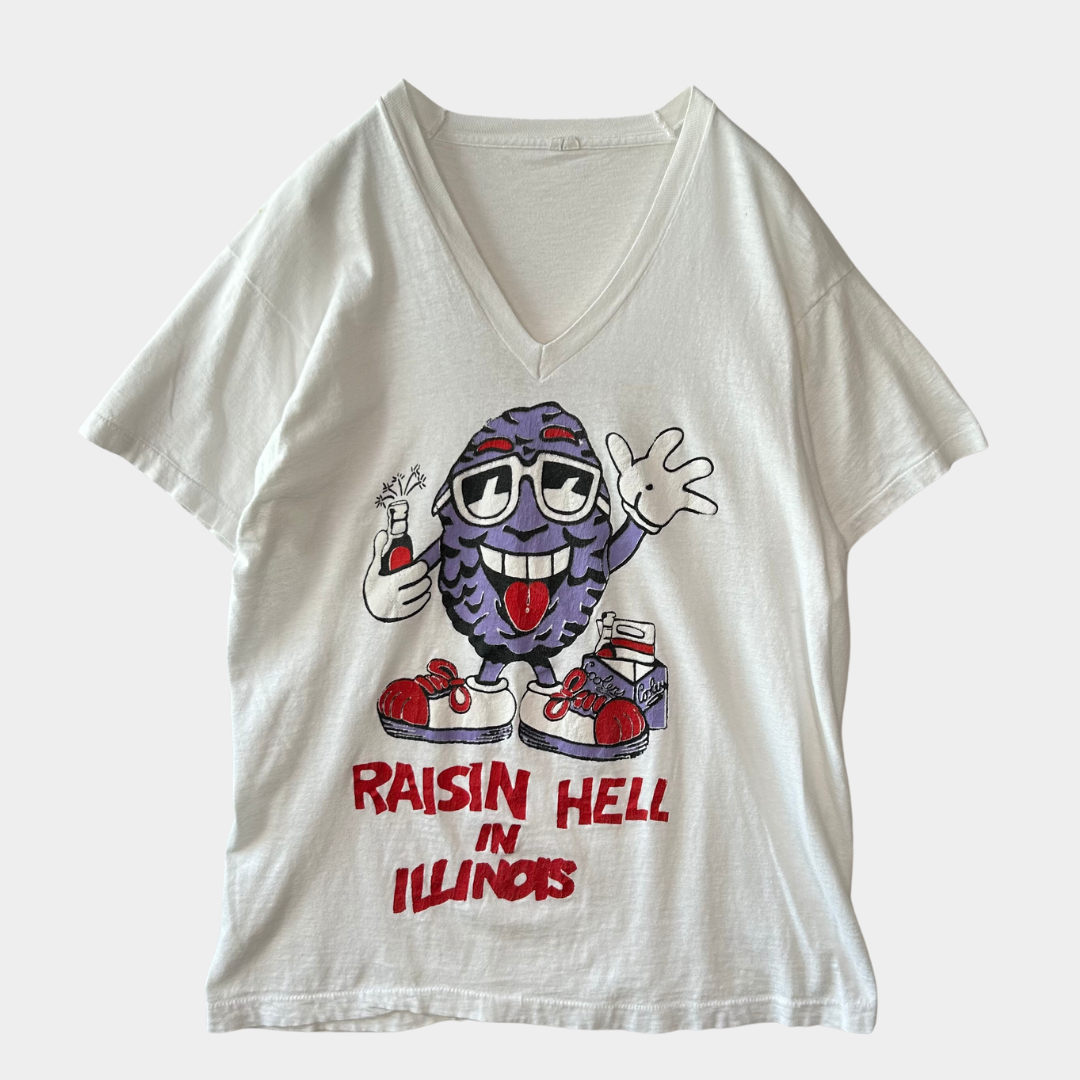 80's カリフォルニアレーズン キャラクターTシャツ 白(XL)/B2118T-SO