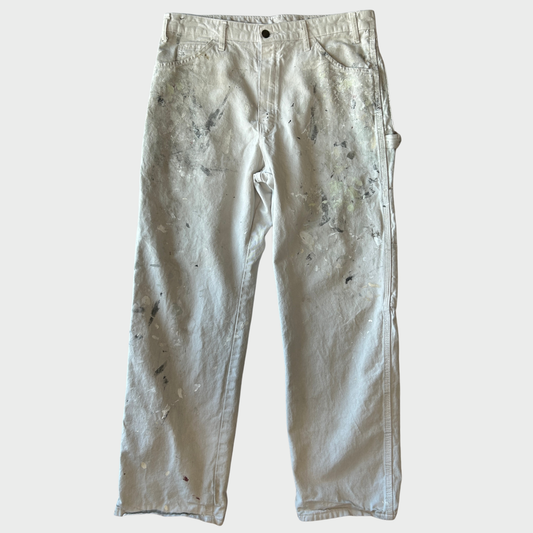 00's Dickies ディッキーズ 企業ロゴ入り ペインターパンツ 白 (サイズ不明)/C0274P-SO