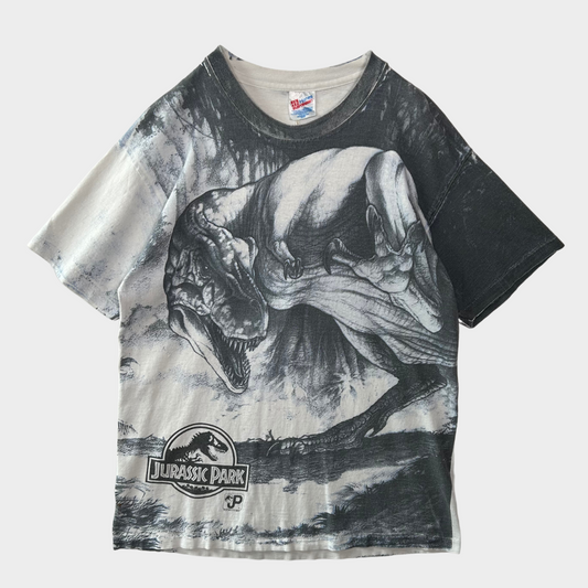 90's Hanes ジュラシックパーク T-REX オールオーバープリント ムービーT 白 (L)/A6673T-SO