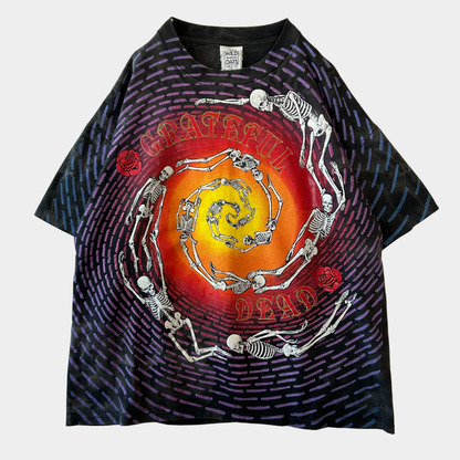 90's Grateful Dead ”Spiral Skeletons" グレイトフル・デッド 総柄Tシャツ スカル バンドT WILD OATS(XL)/C1241T-SO