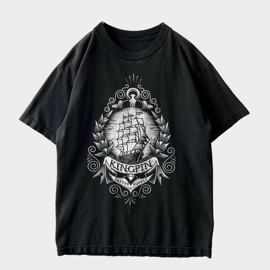 00's KINGPIN TATTOO SUPPLY Tシャツ 黒 (サイズ不明)/B1932T-SO