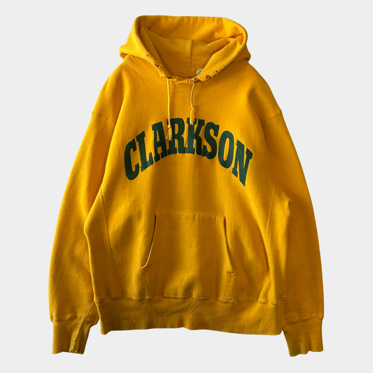 80's Champion Reverse Weave リバースウィーブ CLARKSON スウェットフーディー 黄色(L)/A6694R-SO
