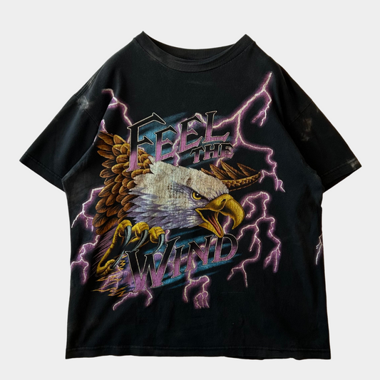 00's THUNDER SPORTSWEAR "FEEL THE WIND" Tシャツ ブラック (L)/A6490T-SO