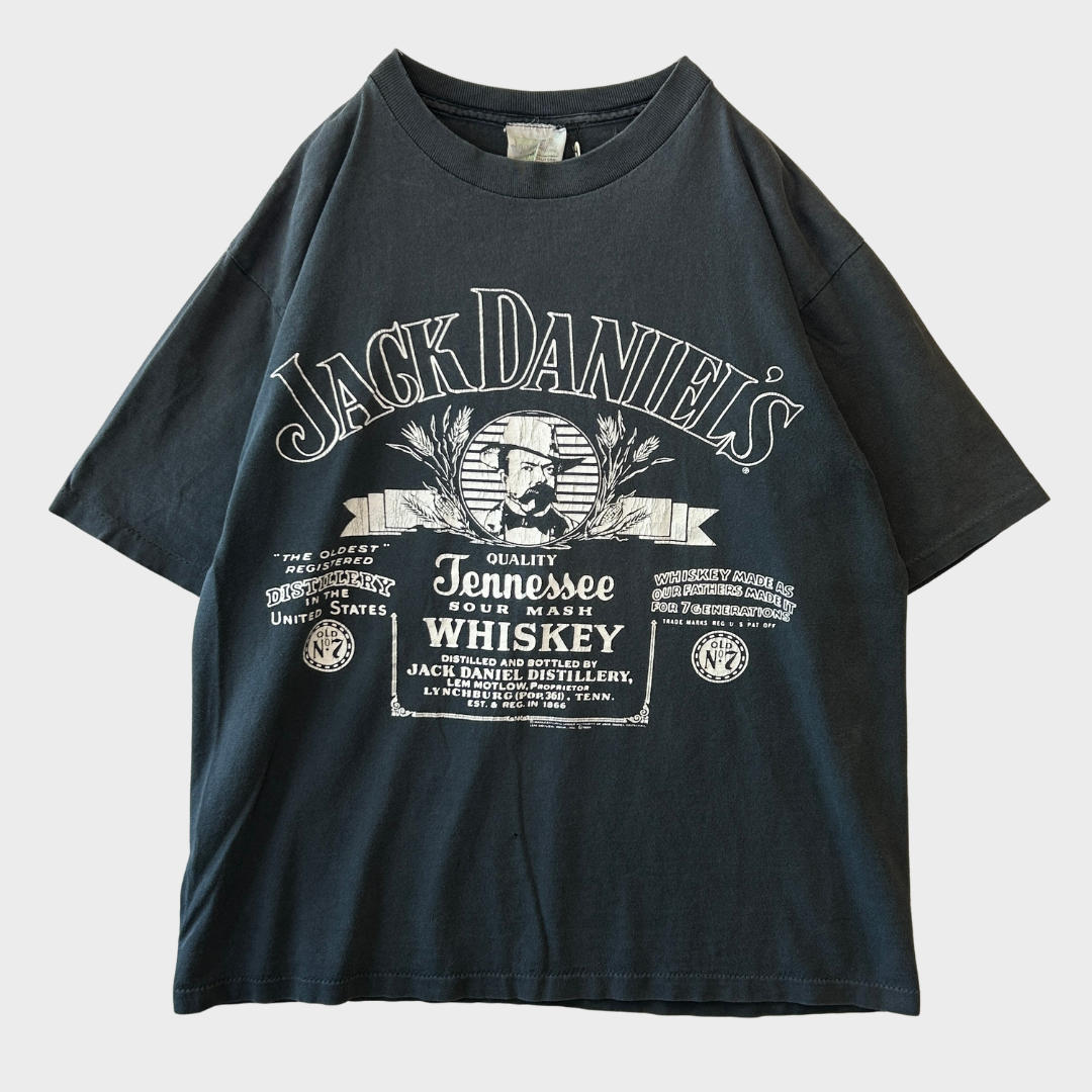 90's Villege Mews JACK DANIEL'S ジャック ダニエル プリントTシャツ 黒 (L)/B3721T-SO