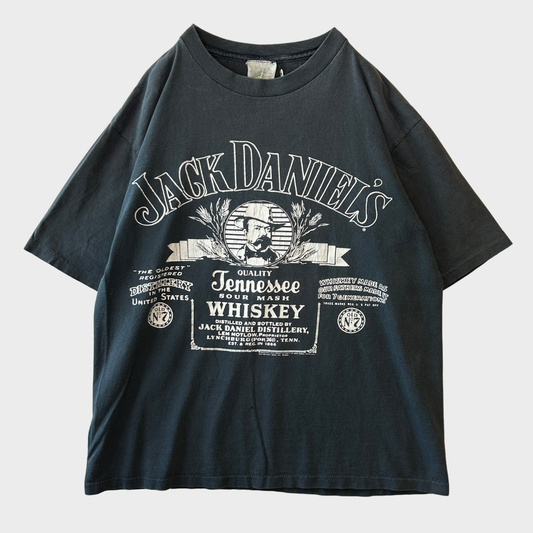 90's Villege Mews JACK DANIEL'S ジャック ダニエル プリントTシャツ 黒 (L)/B3721T-SO