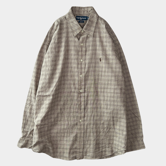 00's Ralph Lauren BLAKE ラルフローレン チェックシャツ 茶白 (XL)/A8057S-SO