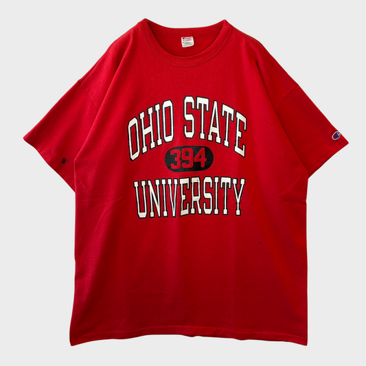 80's Champion チャンピオン OHIO STATE UNIVERSITY カプセル３段 カレッジTシャツ 赤(XL)/A6977T-SO