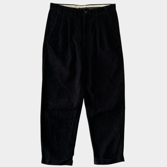 00's preswick&moore タック入り コーデュロイパンツ 黒 (w34)/B4415P-SO